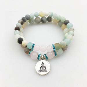 Amazonite bracelet set with buddha charm